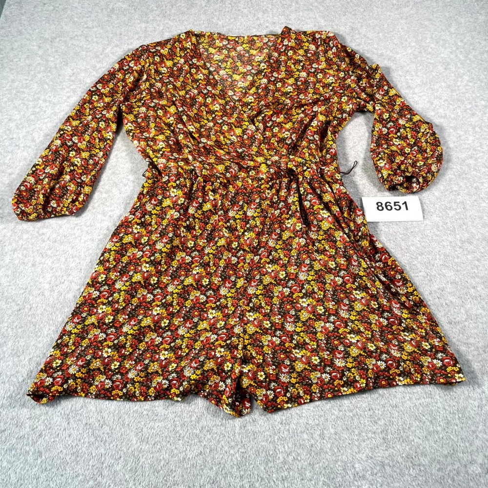 New York &‎ Company Romper Womens Large Multicolor Floral Long Sleeve Outdoor